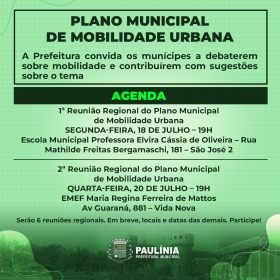Prefeitura Municipal de Paulnia convida todos os muncipes a participar da construo do Plano Municipal de Mobilidade Urbana  